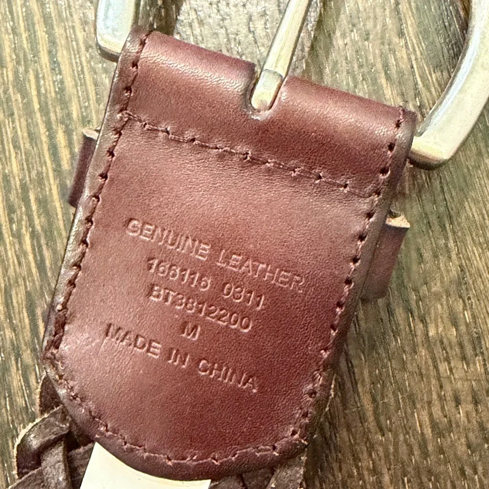 Fossil Huarache Weave Belt Women Medium Brown NEW Leather Boho Western